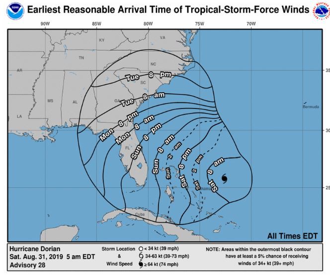 5 am Saturday Earliest Reasonable Arrival Time of Tropical Storn-Force winds.JPG
